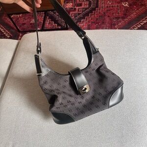 Vintage Dooney & Bourke Black Signature Shadow Hobo